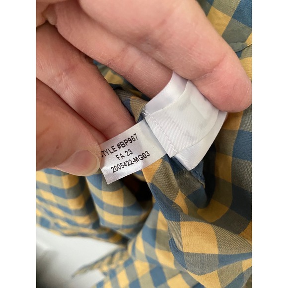 J. Crew Flex Washed Slim Fit Gingham Button Down Shirt Mens XL Yellow Blue - Picture 6 of 6
